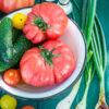 Colorful mix vegetables from countryside Pomodoro German Head semi